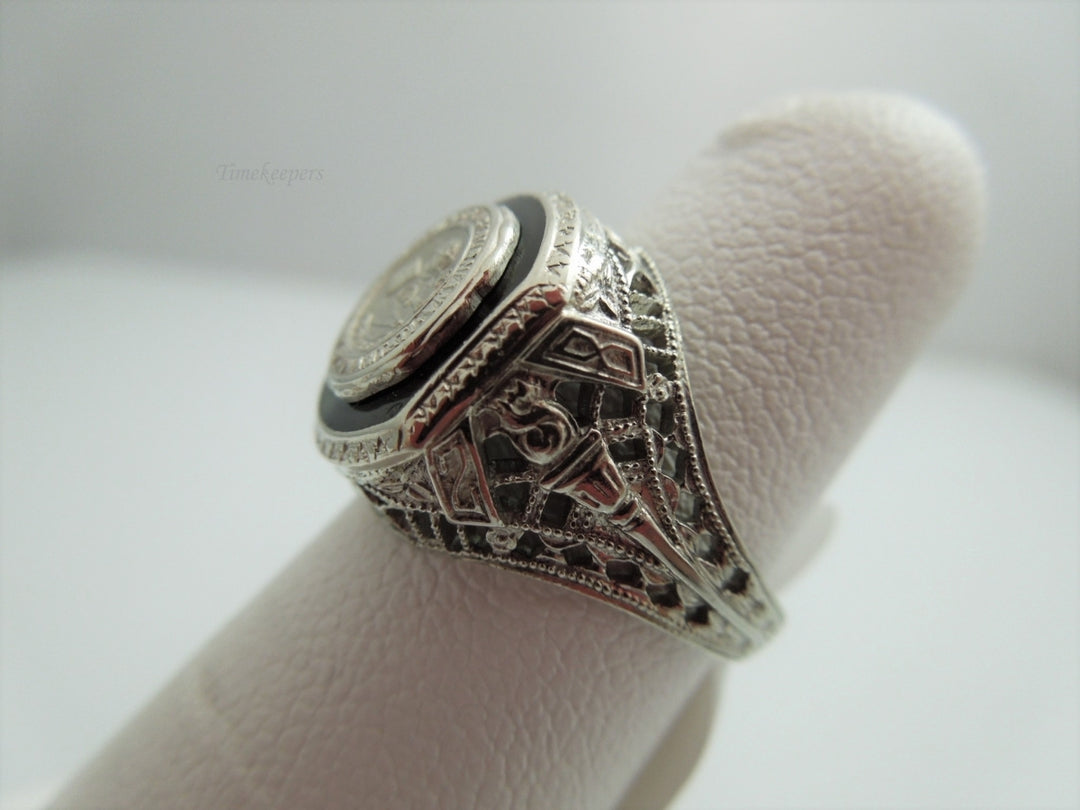 g975 Vintage 1928 University Class Ring in 10kt White Gold