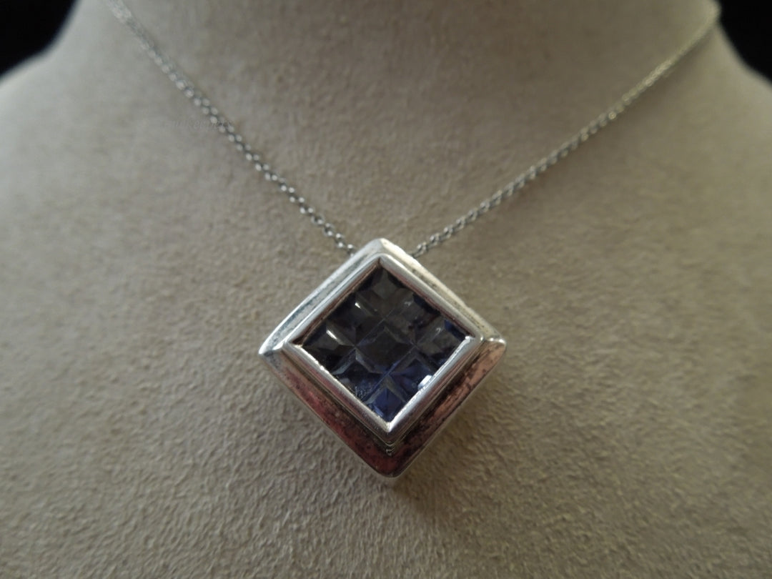 g982 Ladies Pretty Squared Purple Stone Pendant in Sterling Silver