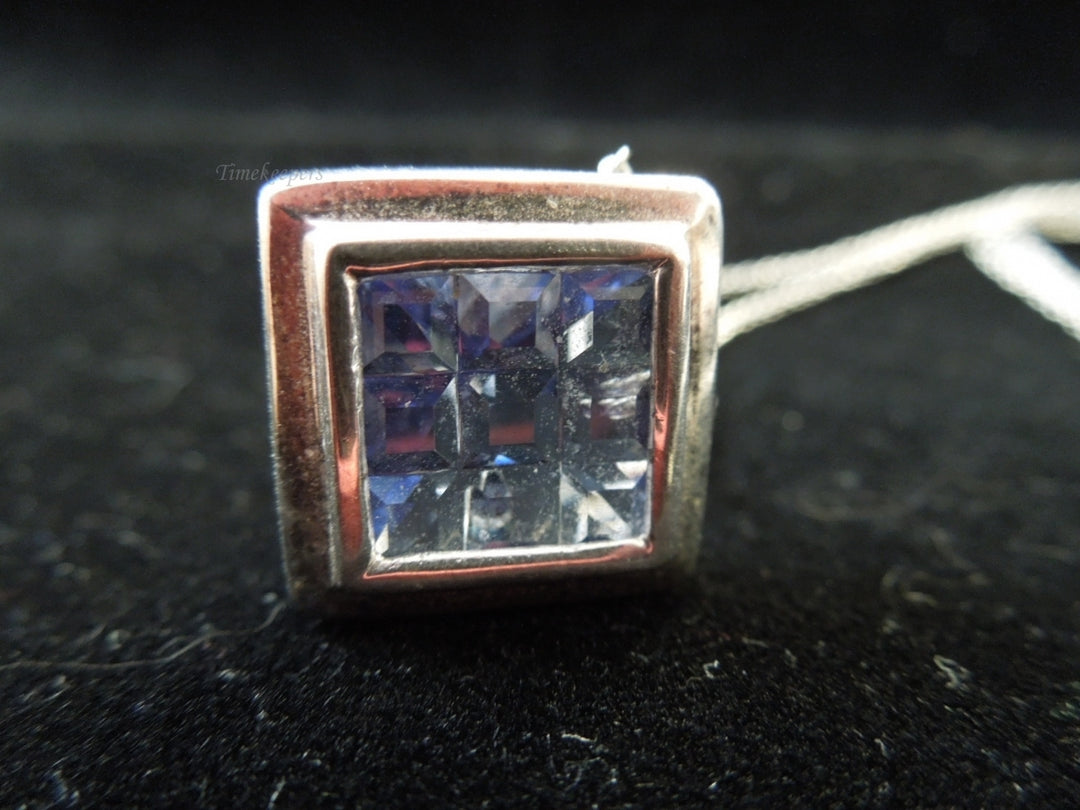 g982 Ladies Pretty Squared Purple Stone Pendant in Sterling Silver