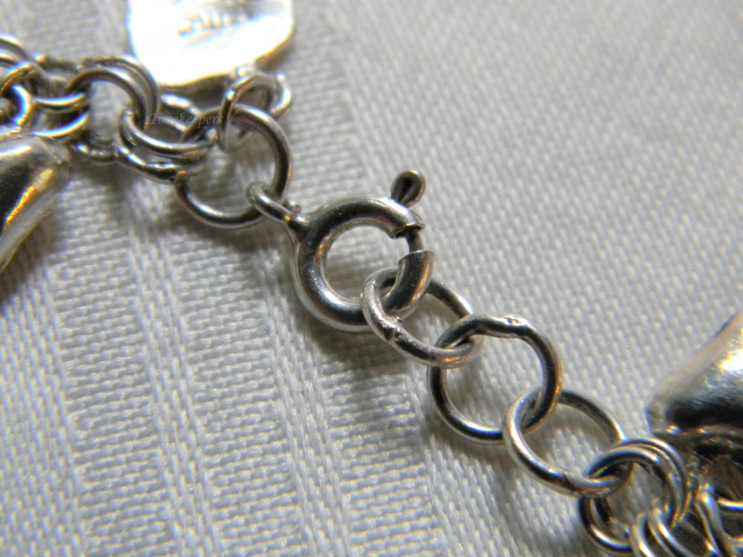 h421 Beautiful Sterling Silver Link Chain Ankle Bracelet with Hearts