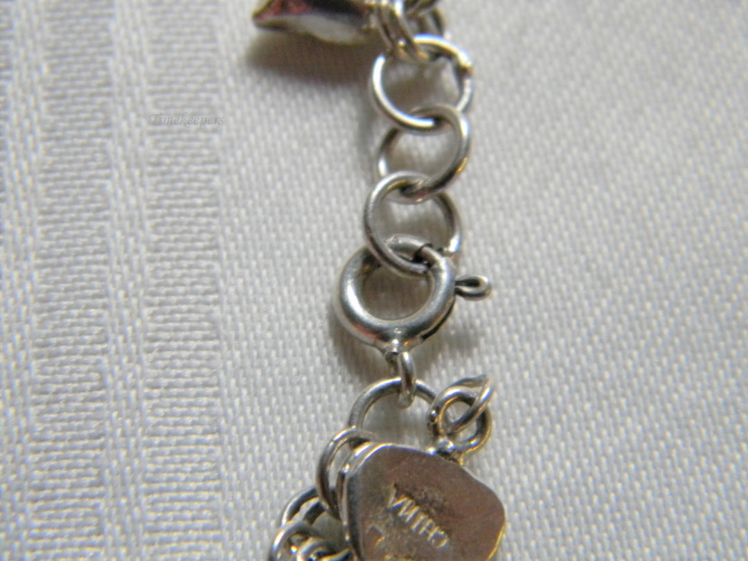 h421 Beautiful Sterling Silver Link Chain Ankle Bracelet with Hearts