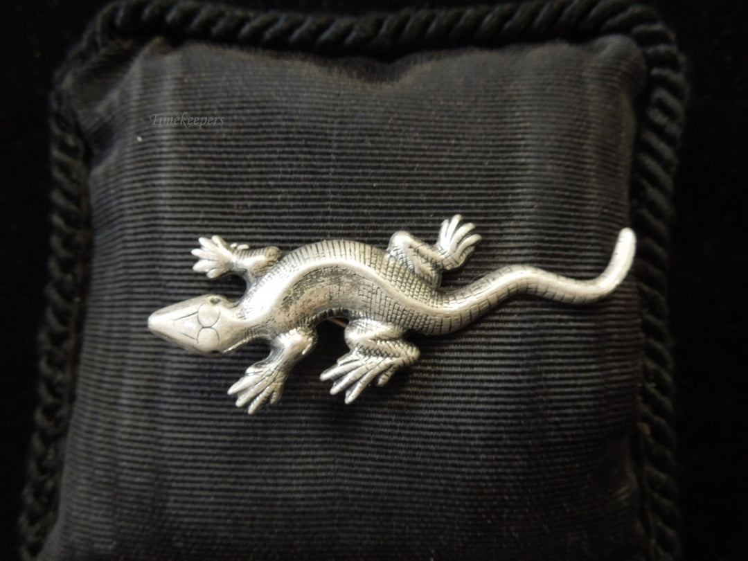 g994 Adorable Small Sterling Silver Lizard Pin and Pendant