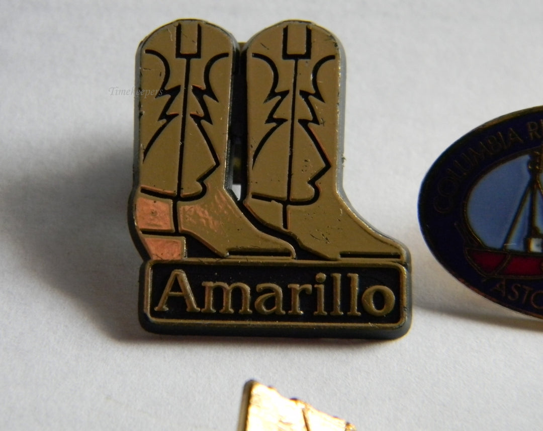 p319 Lot of Four Lapel Pins,Amarillo, Nebraska, Liberty Bell, Maritime Museum