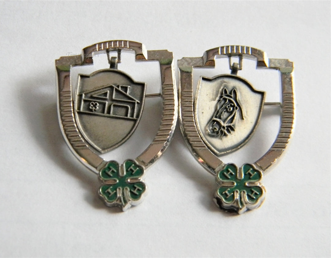 p321 Pair of 4H Pins, Horsemanship and Building