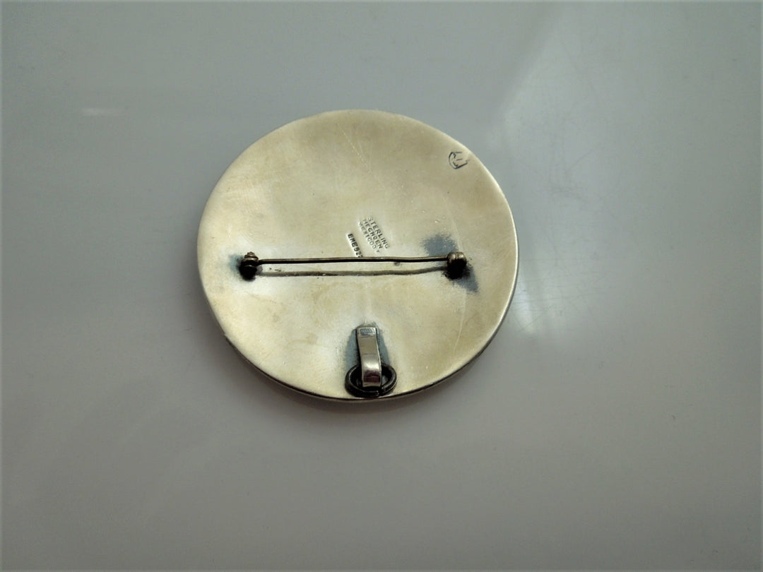 q004 Sterling Silver Round Brooch Pin/Brooch/Embellishment