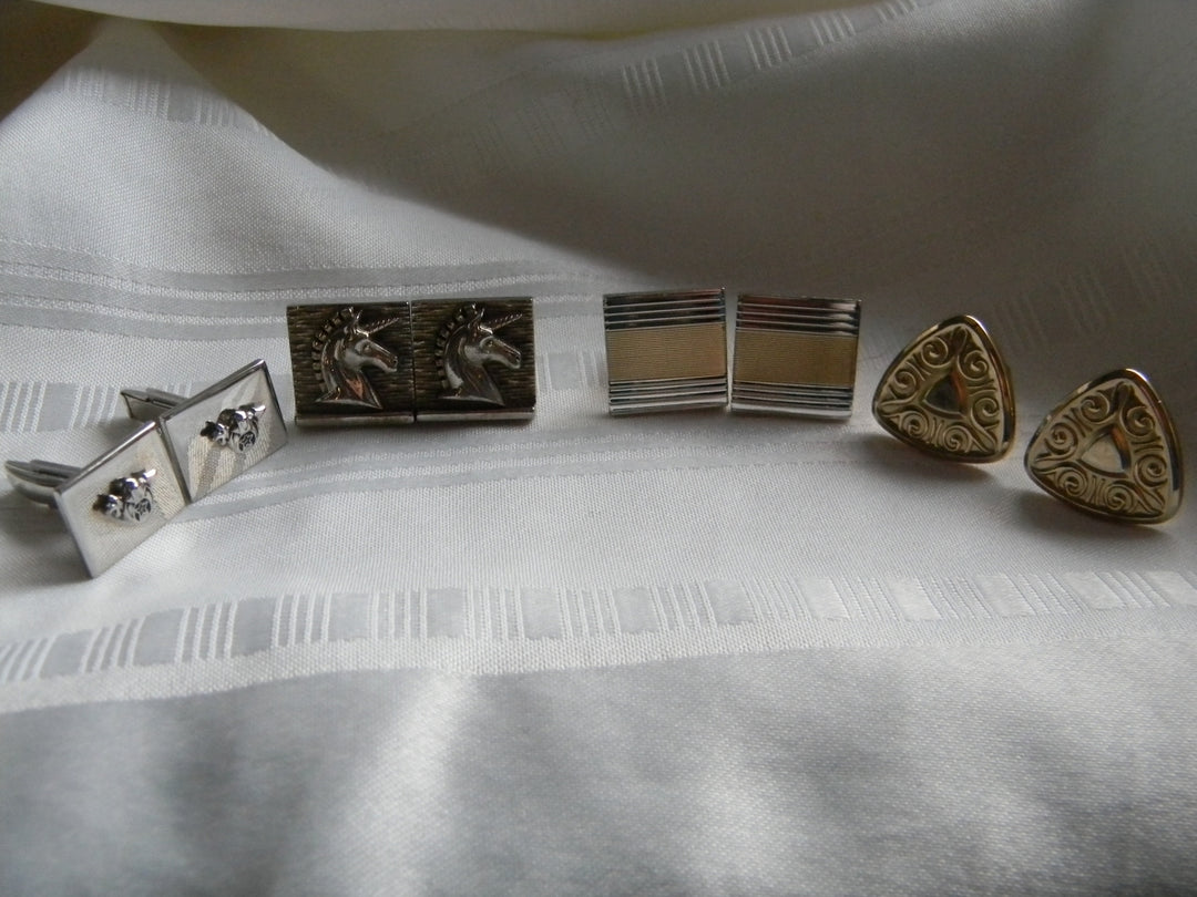 p354 Lot of 4 sets of Vintage Cuff Links One set is Shriner