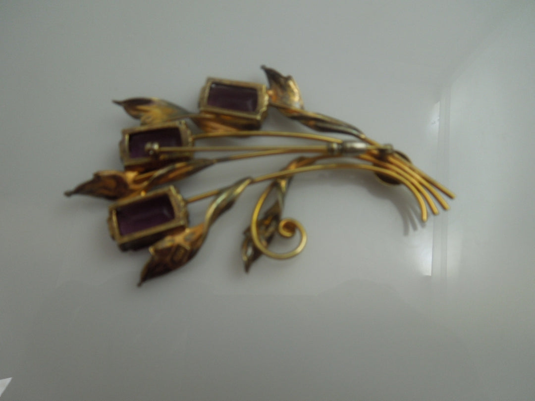 q029 Gorgeous Sterling Silver 1/20 12k Gold Filled Pin/Brooch with Amethyst