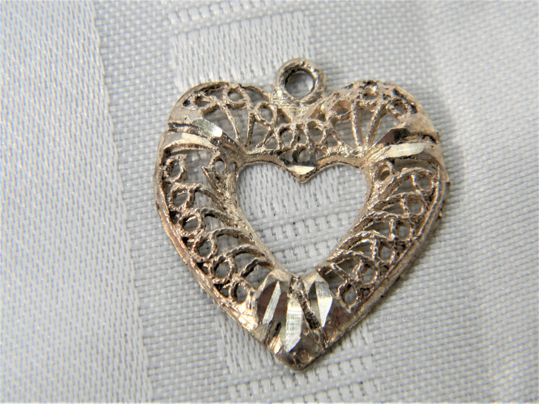j418 Beautiful Filigree Heart Sterling Silver Charm/ Pendant