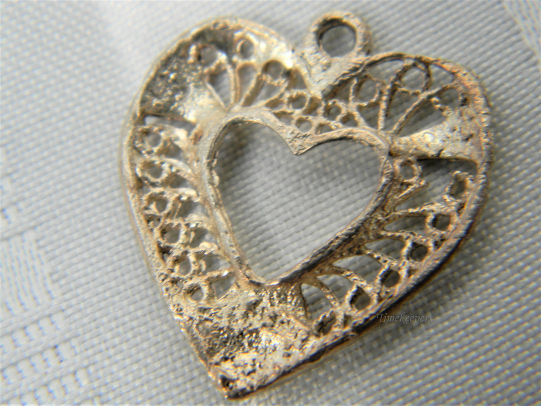 j418 Beautiful Filigree Heart Sterling Silver Charm/ Pendant