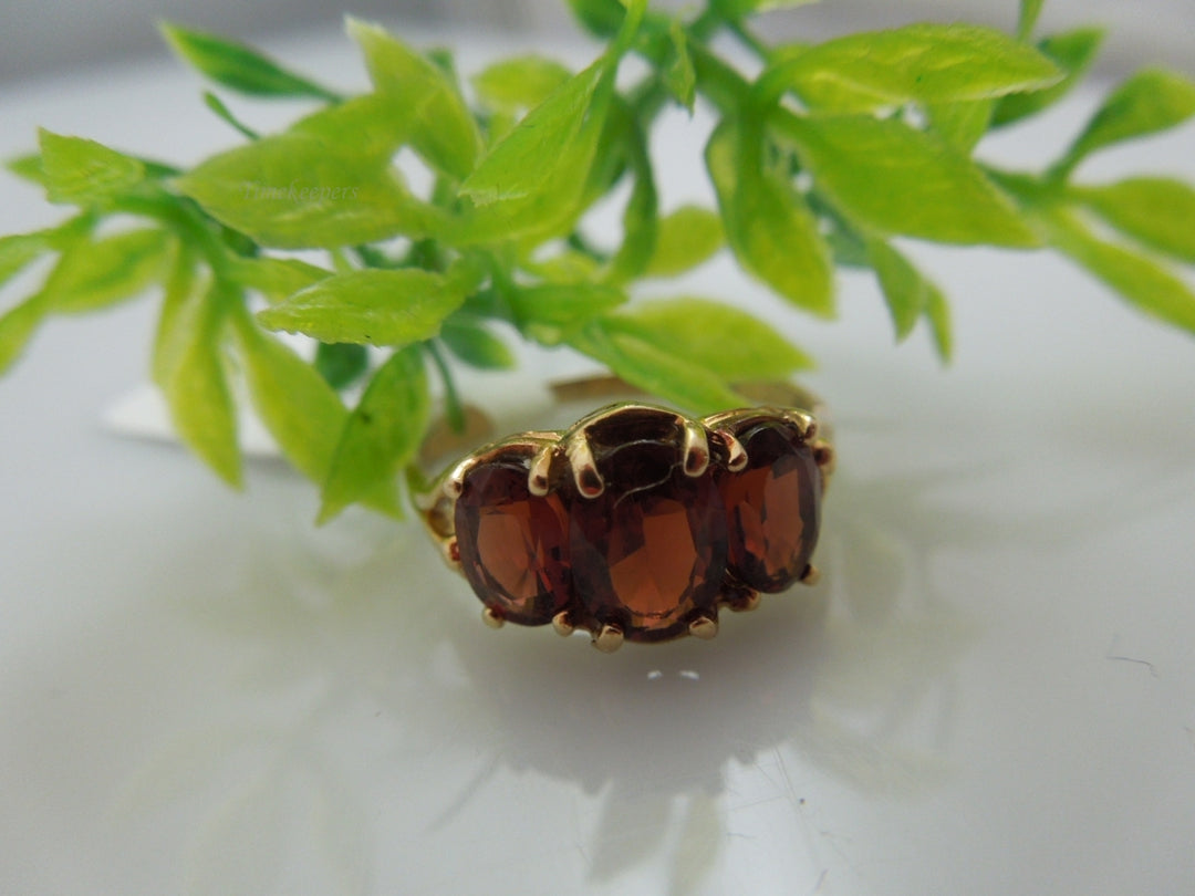 q060 Ladies 10k Yellow Gold Garnet Ring Size-6