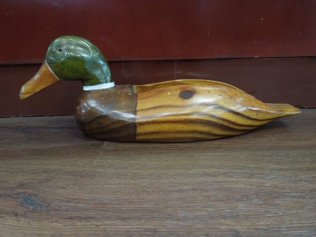 r259 Vintage Hand Carved Wooden Duck,hand painted 18" long Decorative Rare