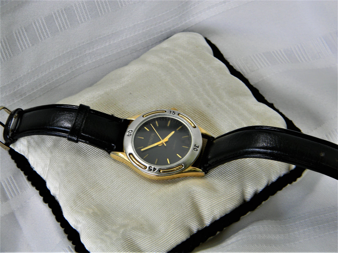 j453 Handsome Two Tone Quartz Edison Watch with Leather Band