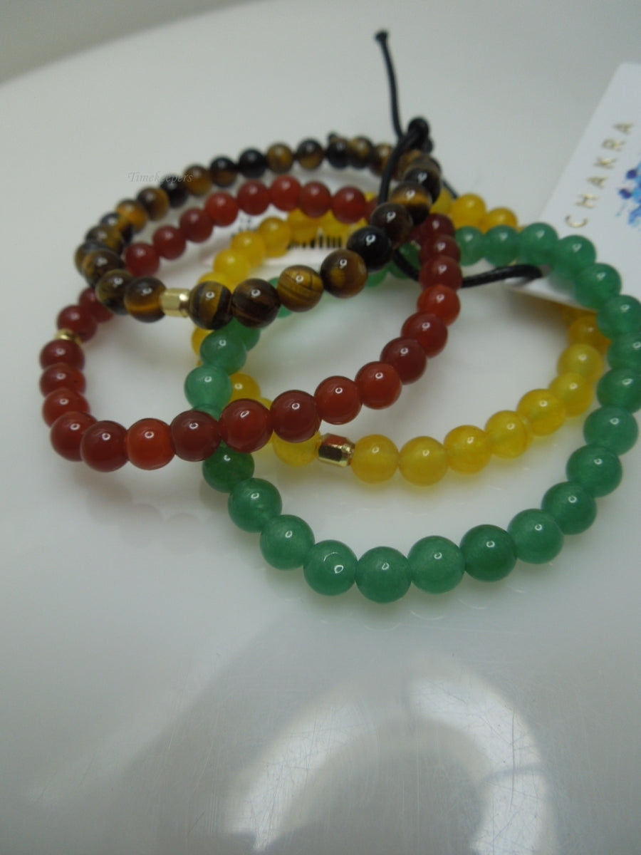 s701 Chakra Beaded Gemstone Bracelet Set of 4 Made In India Abundance Joy Serenity Protection