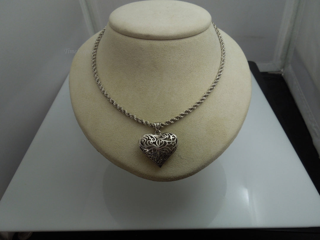 q102 Sterling Silver Rope Chain with Heart Pendant Size-26"