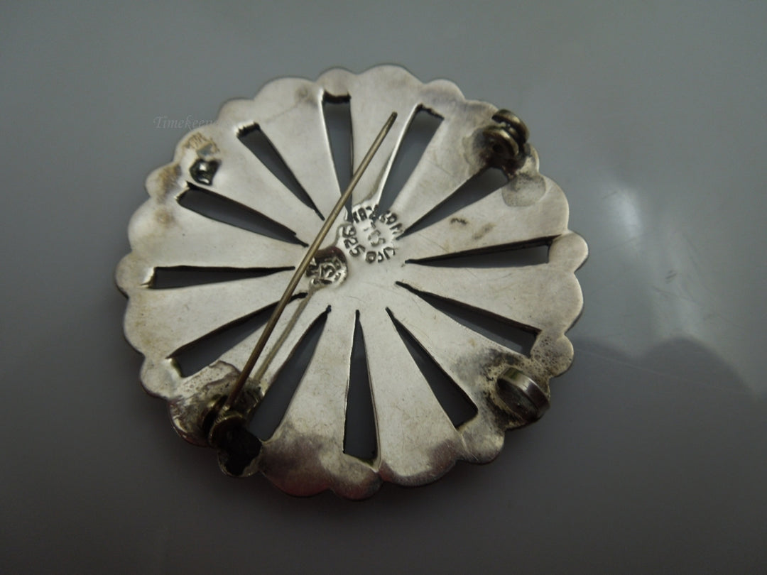 q110 Vintage Mexico JPM Silver Inlay Pendant