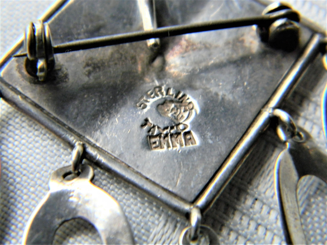 j489 Unique Vintage Sterling Silver Convertible Brooch/ Pendant