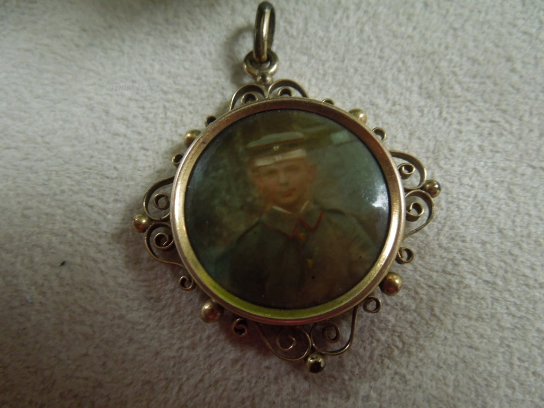 q121 Army Boy Framed Gold Filled Pendant