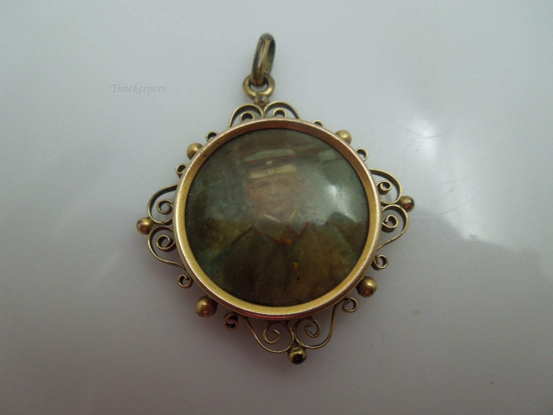 q121 Army Boy Framed Gold Filled Pendant