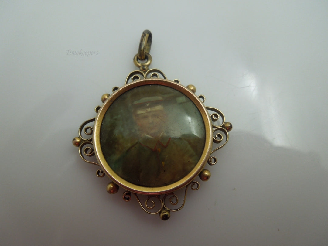 q121 Army Boy Framed Gold Filled Pendant