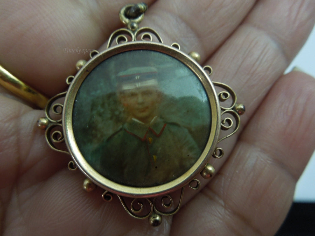 q121 Army Boy Framed Gold Filled Pendant