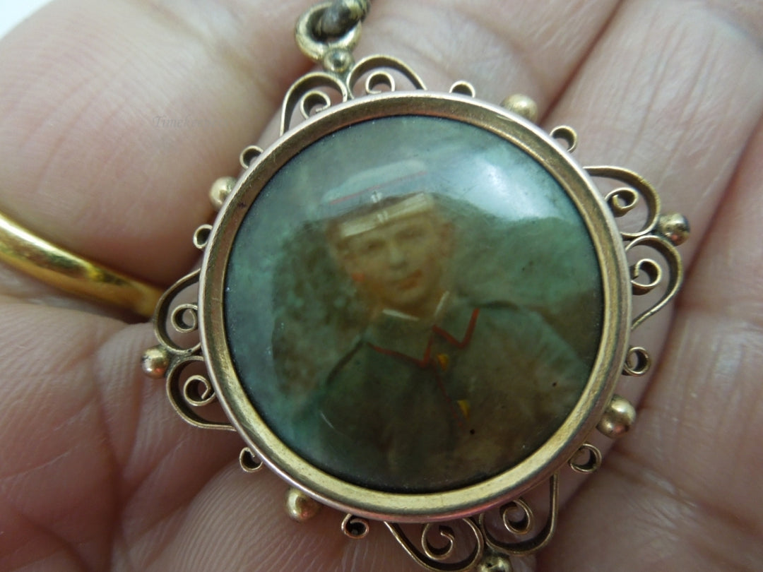 q121 Army Boy Framed Gold Filled Pendant