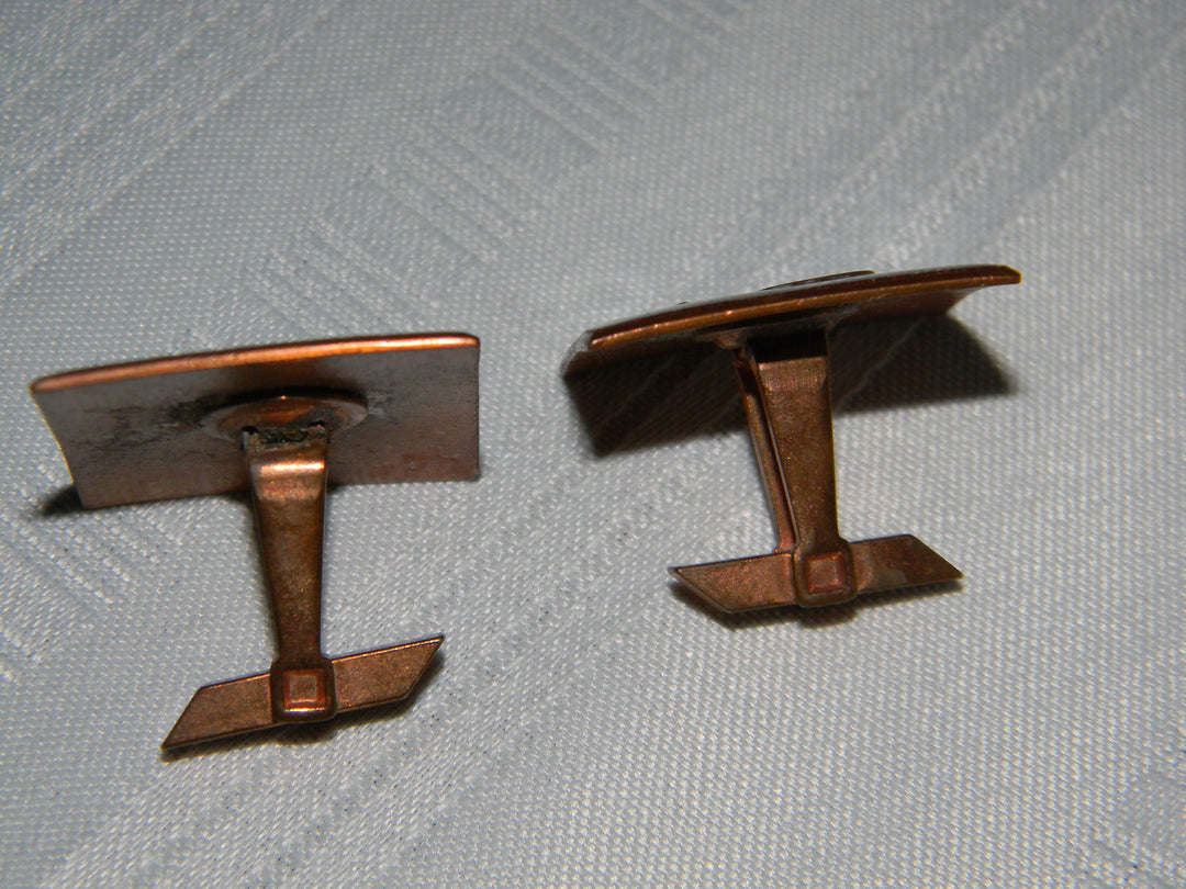 j498 Vintage Copper Tone Cufflinks with Modern Design and Resin Top