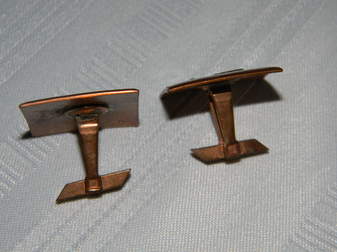 j498 Vintage Copper Tone Cufflinks with Modern Design and Resin Top