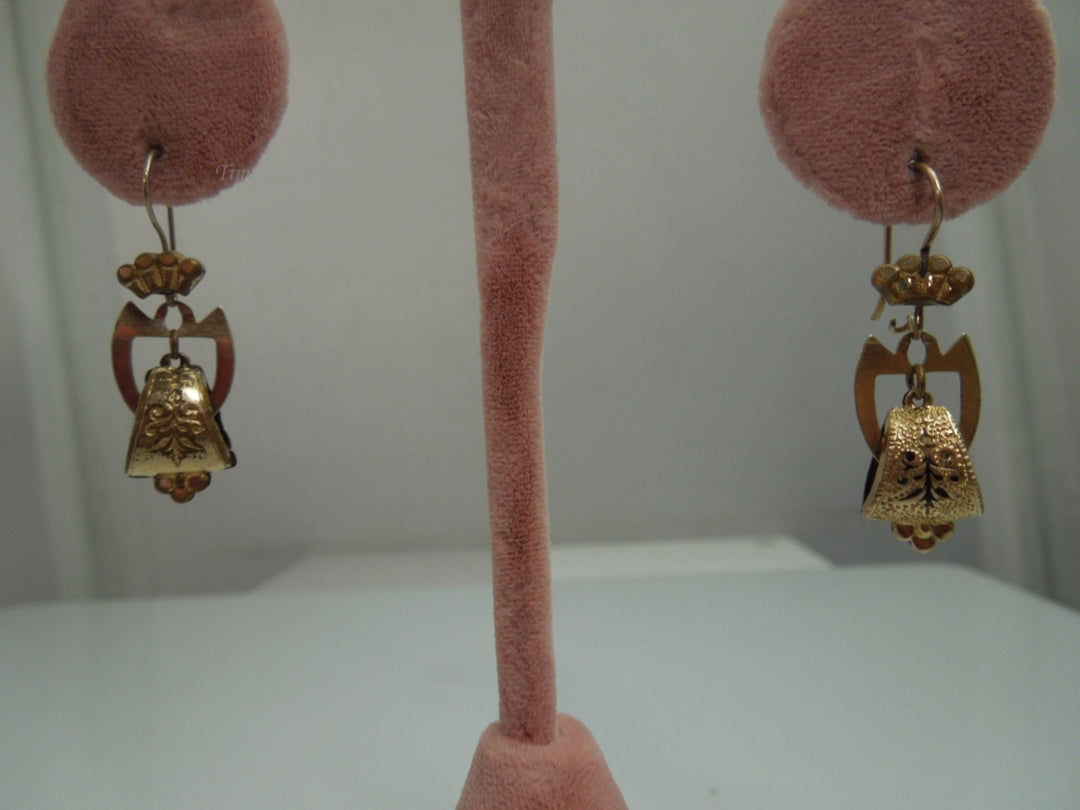 q140 1880's Antique Victorian Dangle Gold Filled Earrings For Women