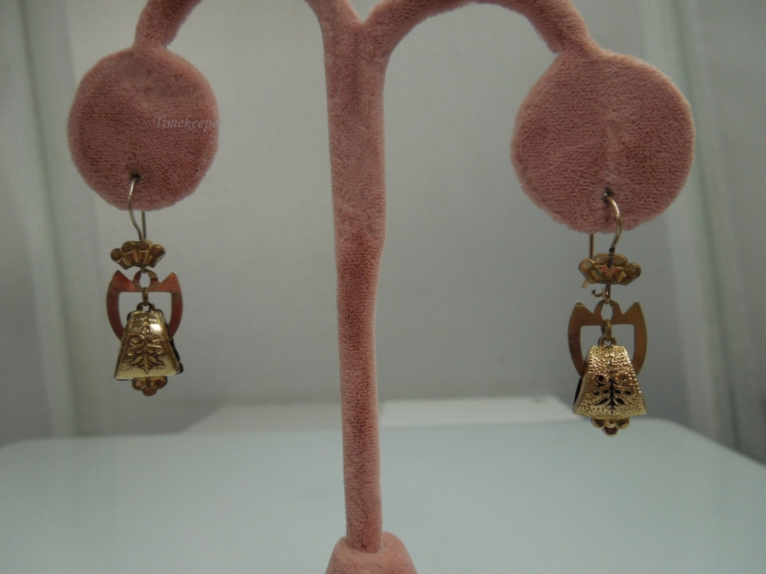 q140 1880's Antique Victorian Dangle Gold Filled Earrings For Women