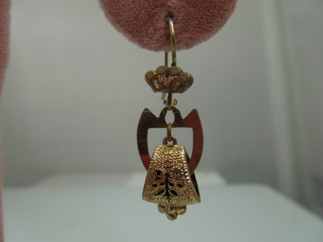 q140 1880's Antique Victorian Dangle Gold Filled Earrings For Women