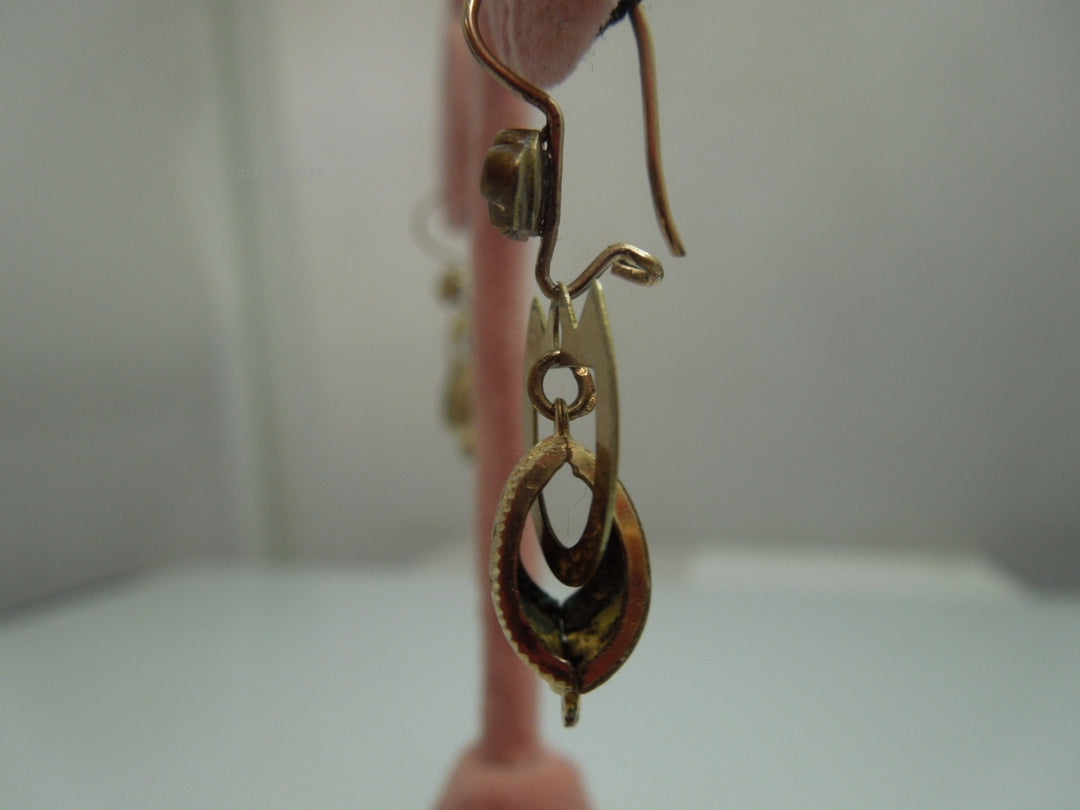 q140 1880's Antique Victorian Dangle Gold Filled Earrings For Women