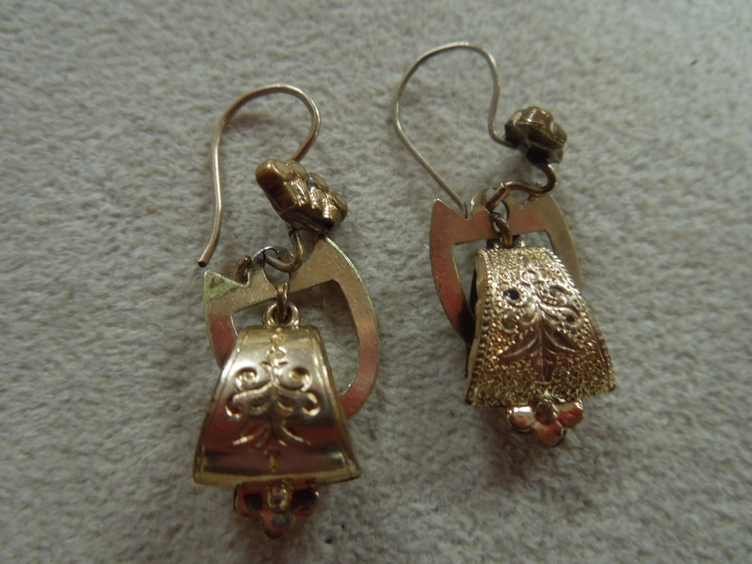 q140 1880's Antique Victorian Dangle Gold Filled Earrings For Women