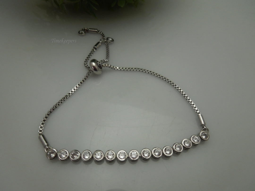 r363 Silver tone Rhinestones Women's Adjustable Bolo Ball Bracelet