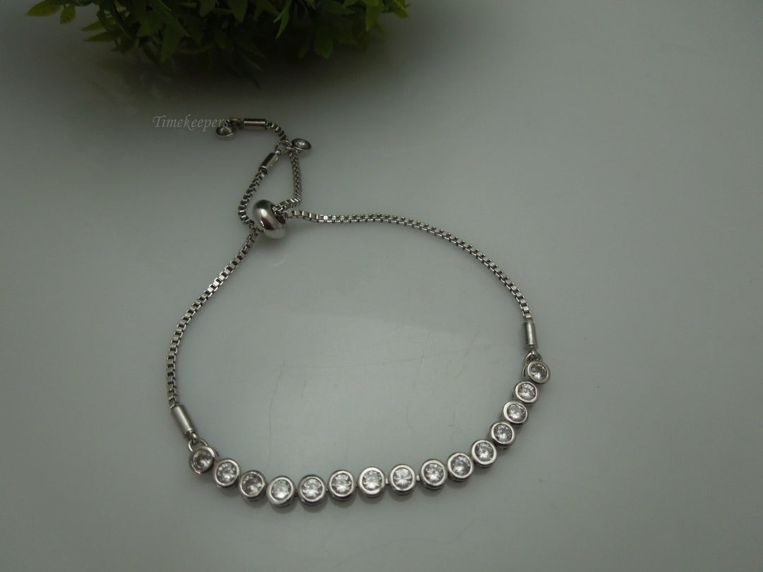 r363 Silver tone Rhinestones Women's Adjustable Bolo Ball Bracelet