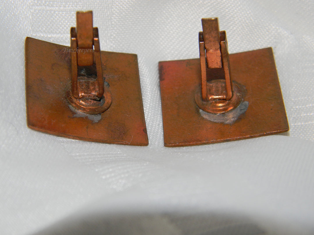 j498 Vintage Copper Tone Cufflinks with Modern Design and Resin Top