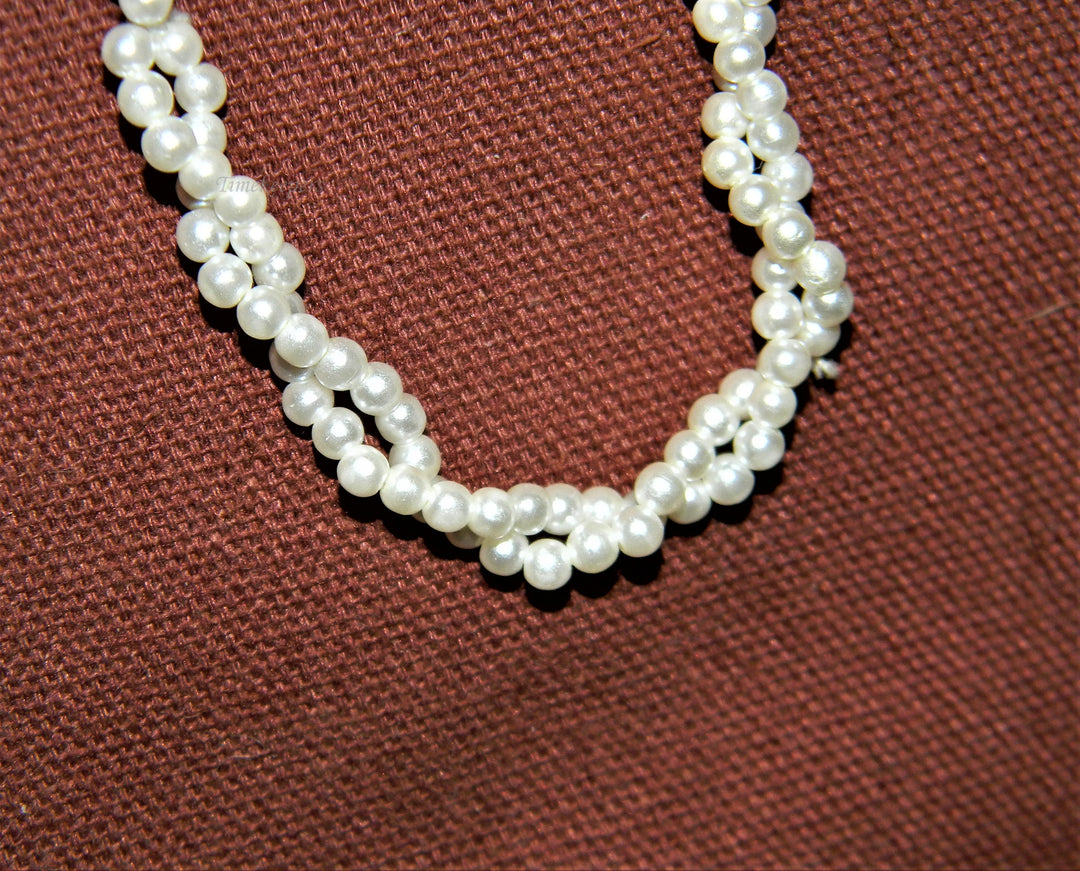 j523 Lovely Continuous Faux Pearl Twisted Double Strand Necklace
