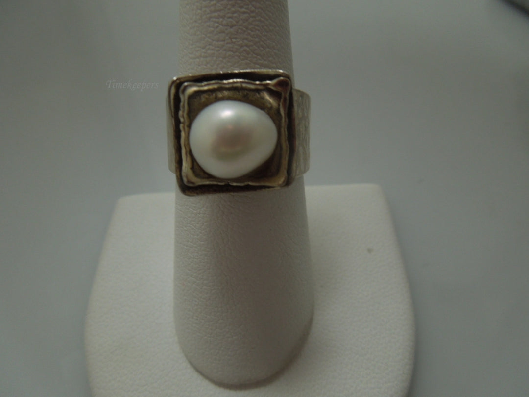 r411 Sterling Silver 925 Pearl Ring Size 8(USA) Signed 8.4g