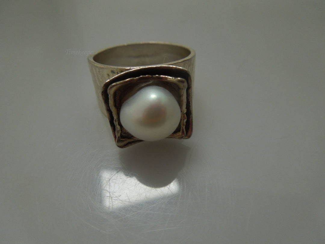 r411 Sterling Silver 925 Pearl Ring Size 8(USA) Signed 8.4g