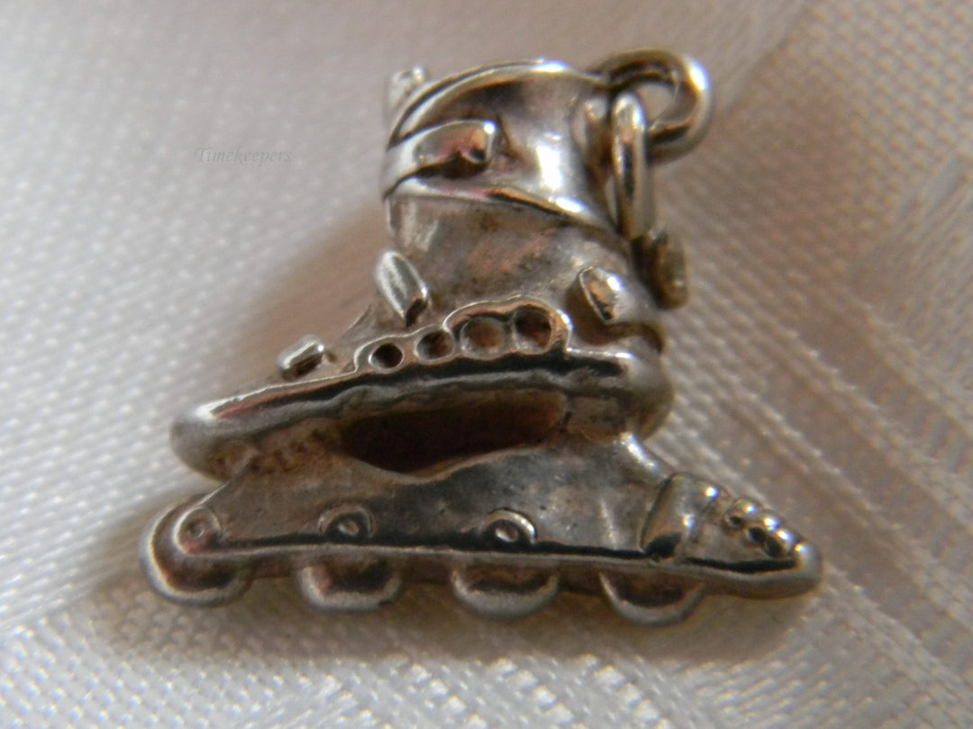 h594 Cute 3 D Sterling Silver Roller Blade Charm or Pendant