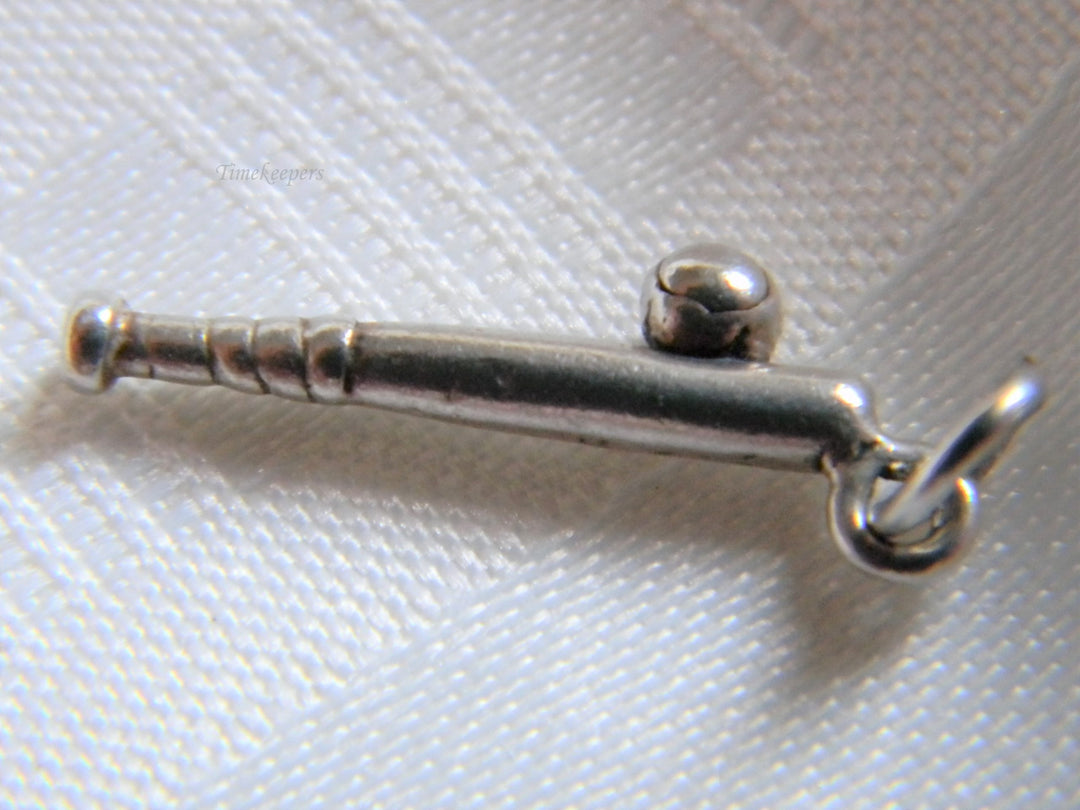 h598 Vintage Sterling Silver Baseball Bat and Ball Charm /Pendant