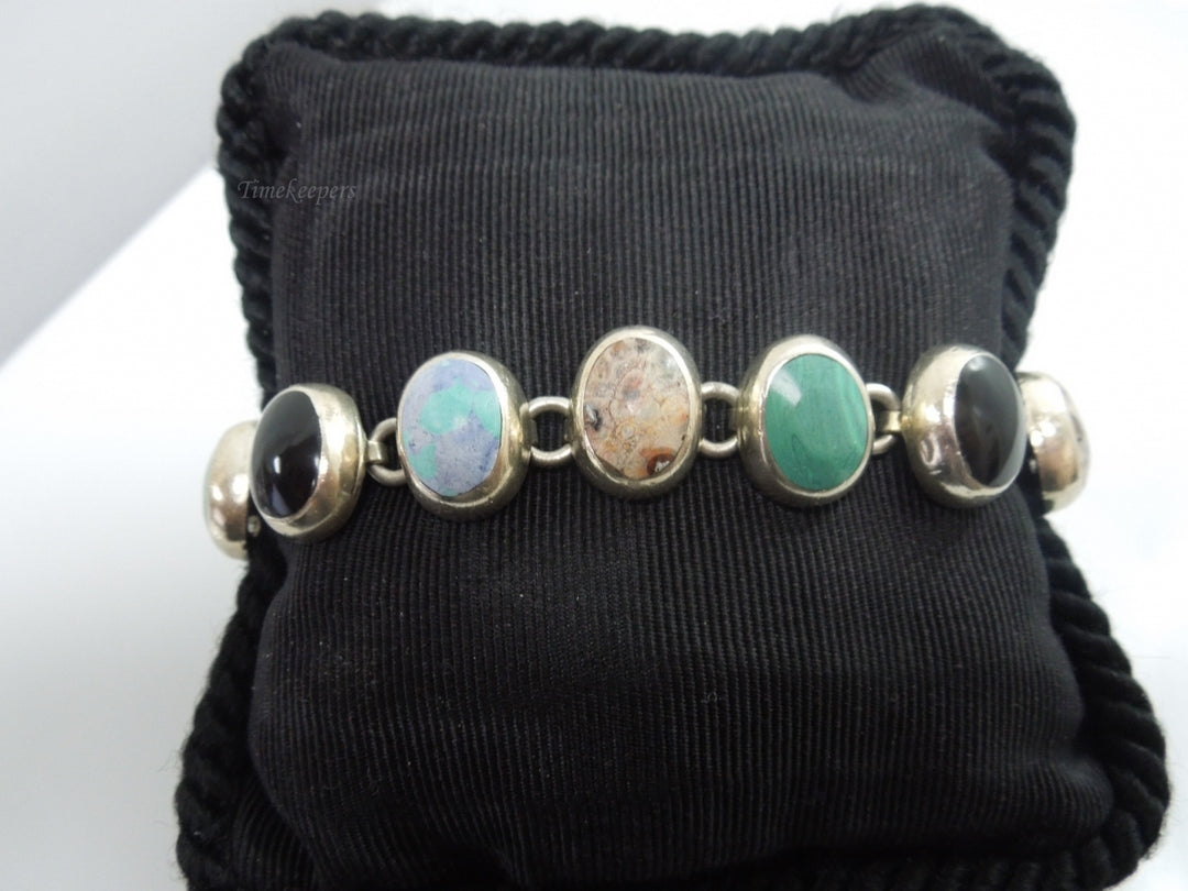 q184 Sterling Silver 925 Multi Stone Beautiful Bracelet 7"