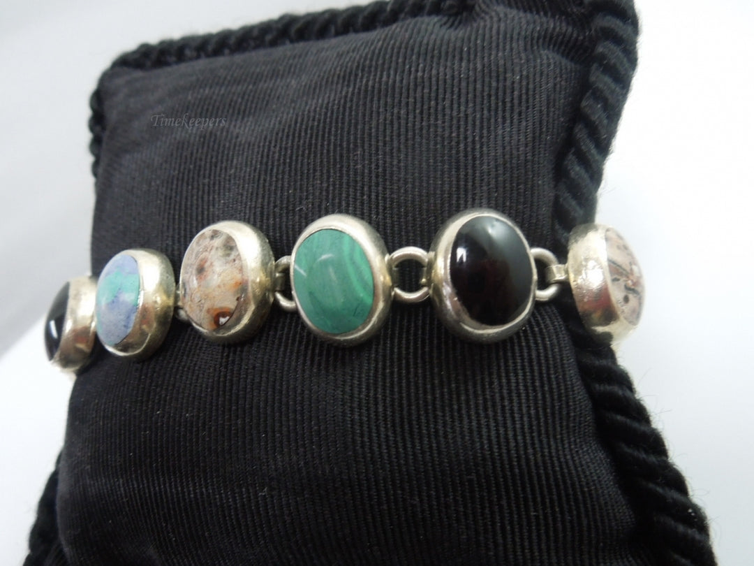 q184 Sterling Silver 925 Multi Stone Beautiful Bracelet 7"