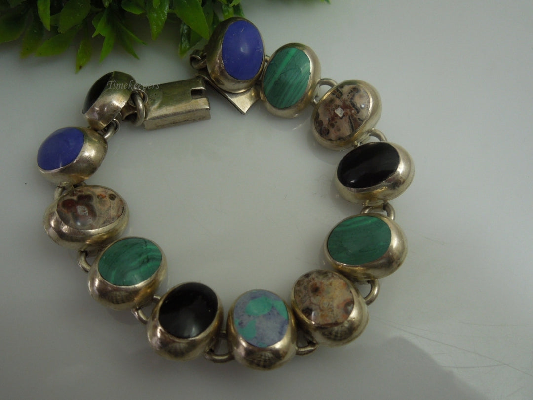 q184 Sterling Silver 925 Multi Stone Beautiful Bracelet 7"