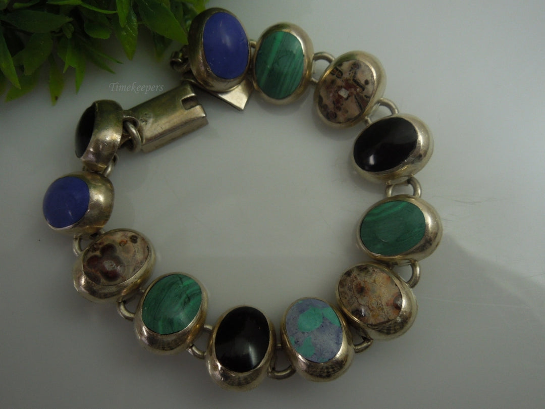 q184 Sterling Silver 925 Multi Stone Beautiful Bracelet 7"