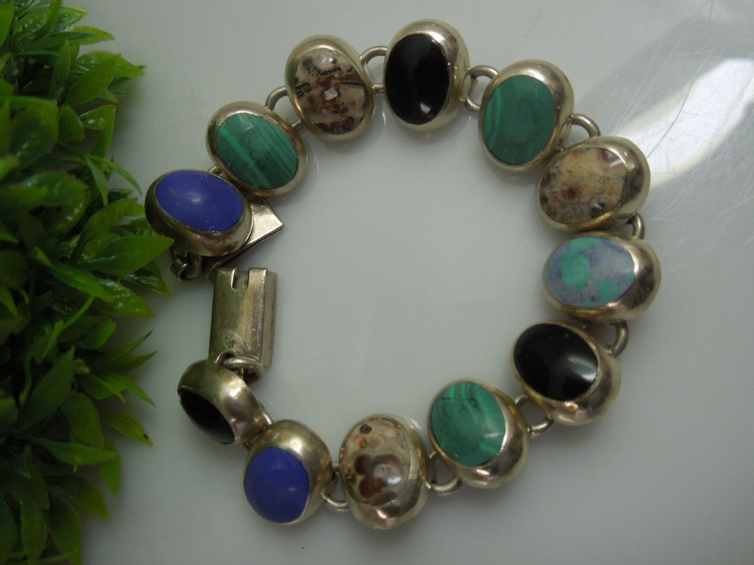 q184 Sterling Silver 925 Multi Stone Beautiful Bracelet 7"