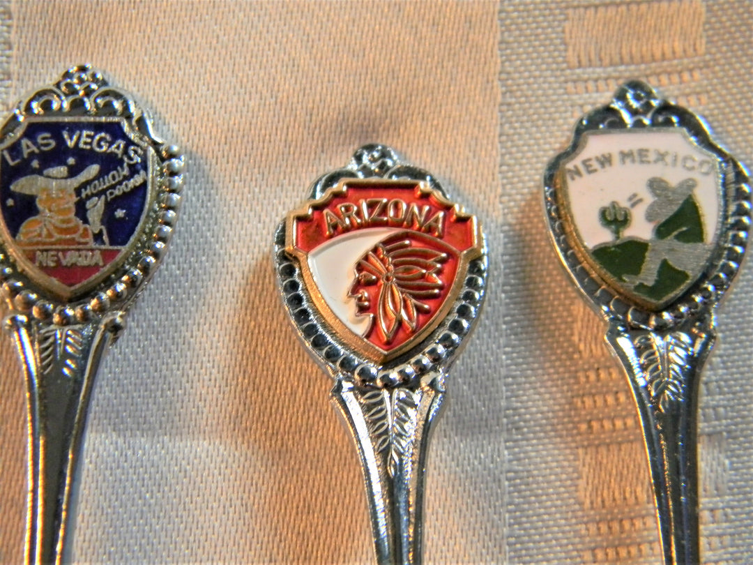 h606 Set of 3 Vintage Collectible Spoons Las Vegas, Arizona, New Mexico