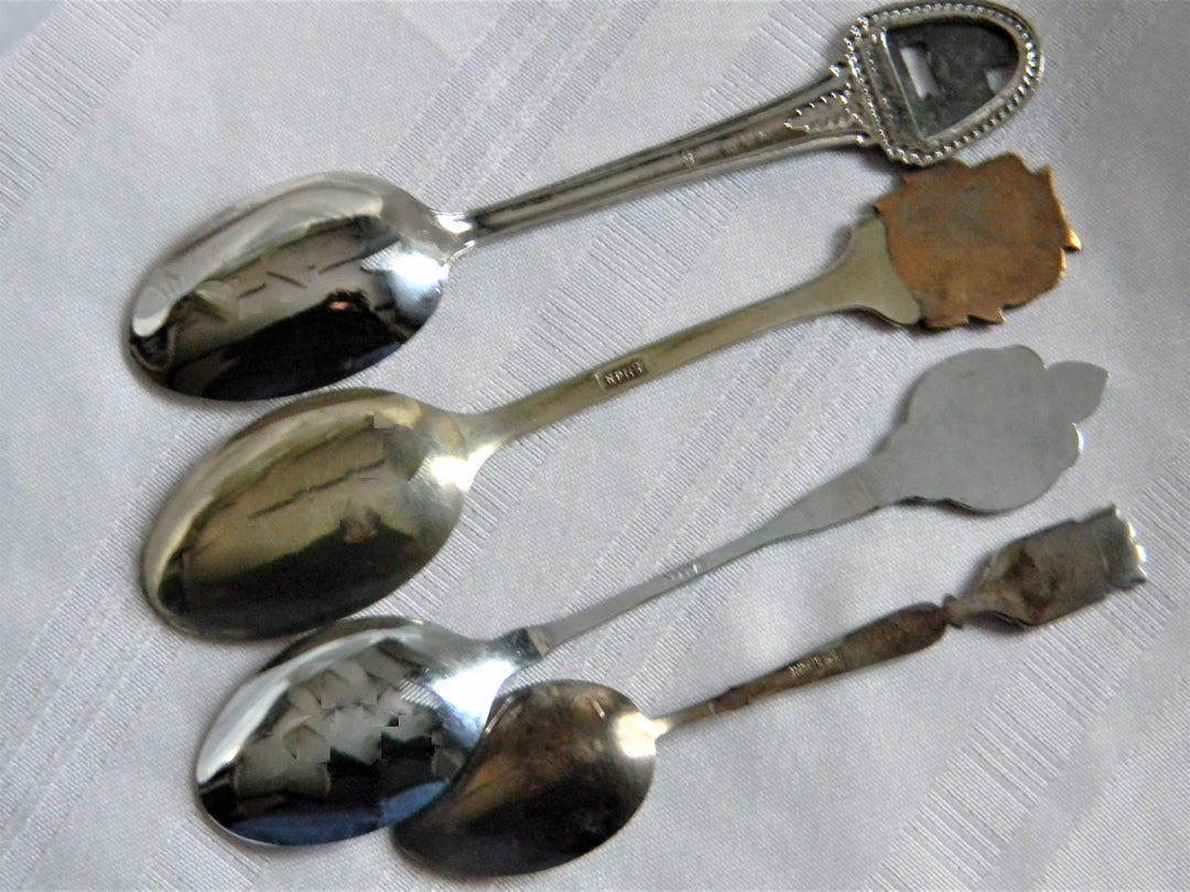 h617 Set of 4 Collectible Spoons Puerto Rico, Barbados, Bahamas, Puerto Rico