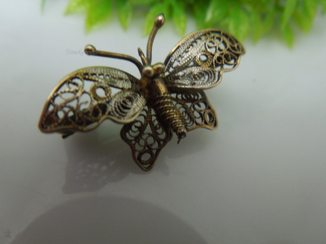 q210 Vintage Sterling Silver Beautiful Filigree Design Butterfly Pin/Brooch