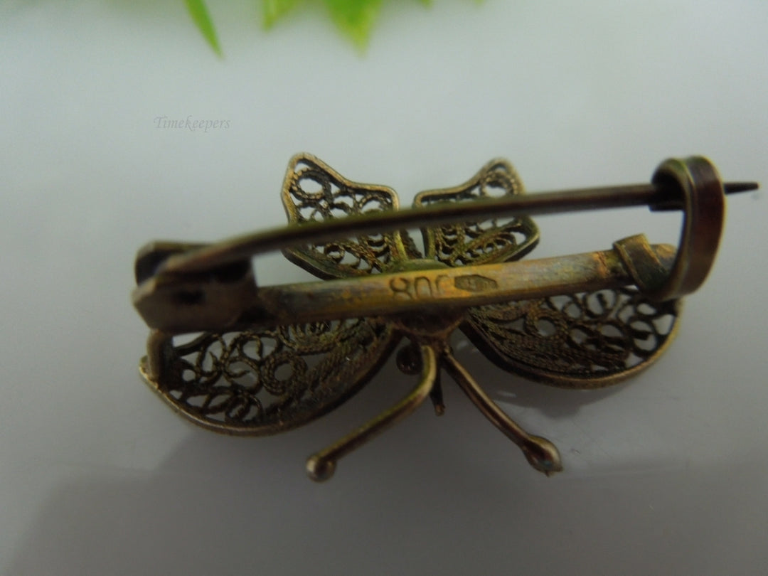 q210 Vintage Sterling Silver Beautiful Filigree Design Butterfly Pin/Brooch