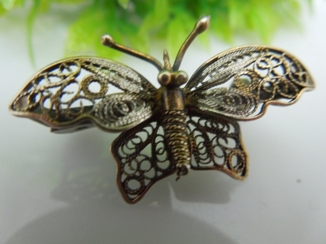 q210 Vintage Sterling Silver Beautiful Filigree Design Butterfly Pin/Brooch